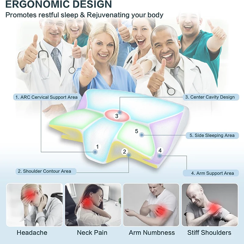 1 almofada cervical de espuma  - Memory Foam Orthopedic Pillow Neck Pain avaliação e preço